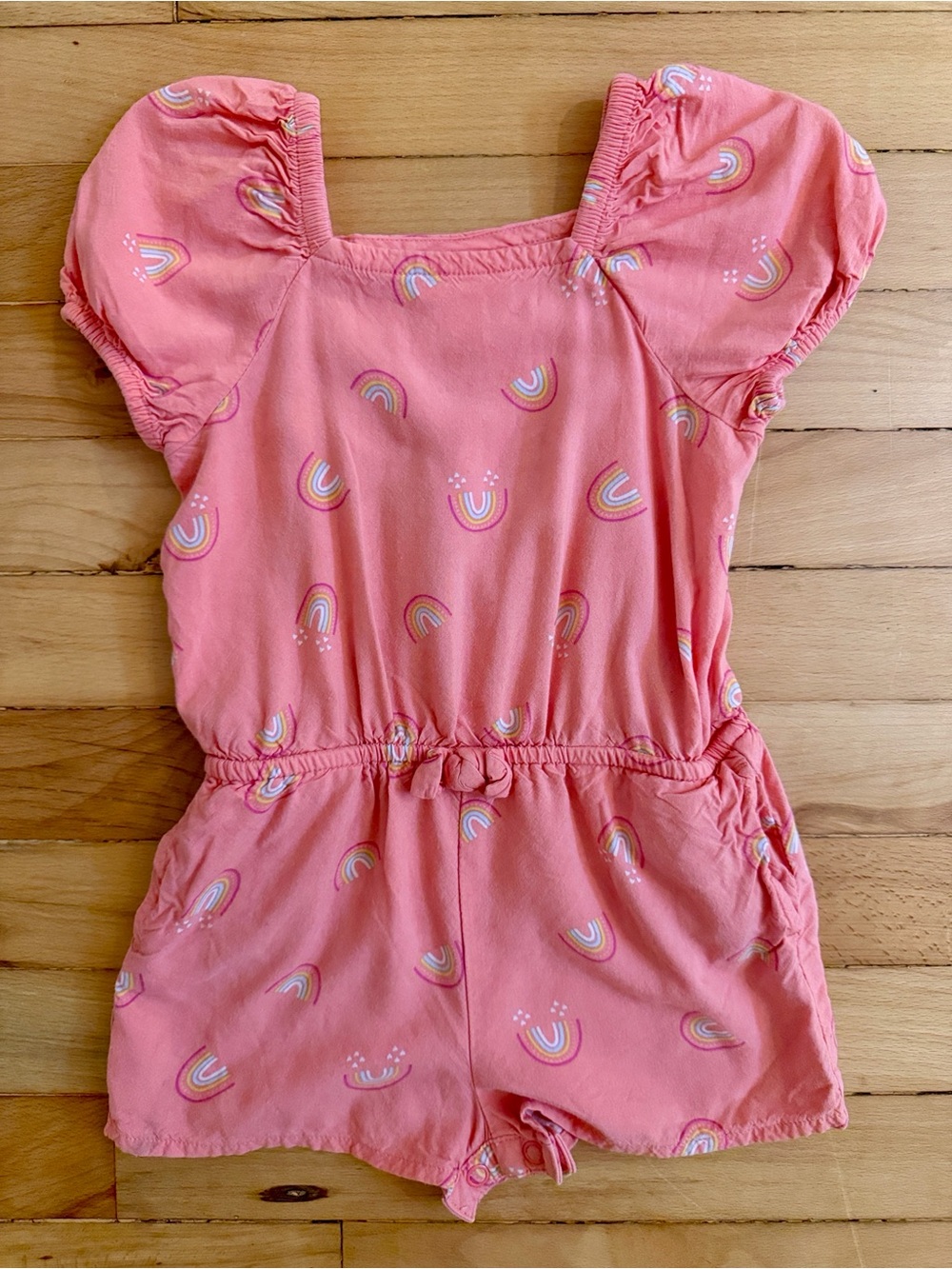 Cat & Jack Coral Pink Rainbow Romper